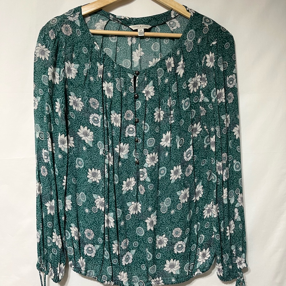 Lucky‎ Brand Green Floral Blouse